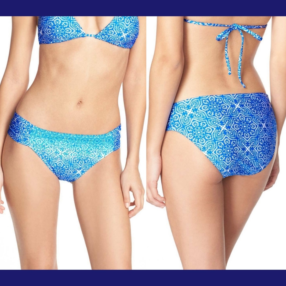 NWT La Blanca 'Tile We Meet Again' Shirred Hipster Bikini Bottoms [SZ‎ 14 ]